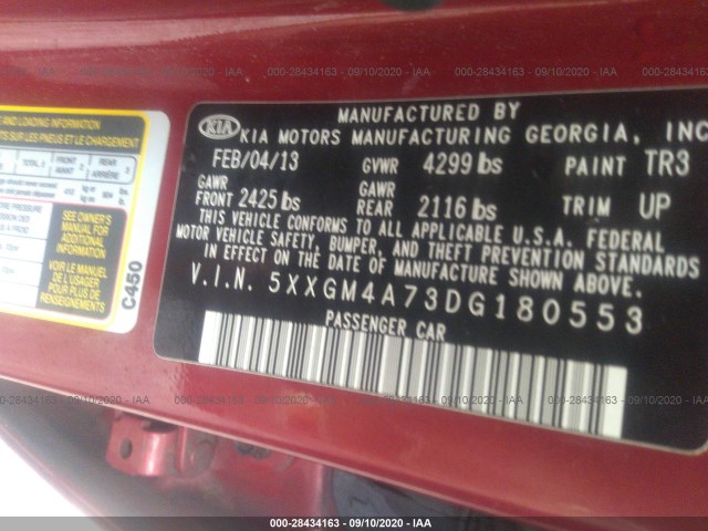 Photo 8 VIN: 5XXGM4A73DG180553 - KIA OPTIMA 