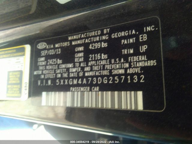 Photo 8 VIN: 5XXGM4A73DG257132 - KIA OPTIMA 