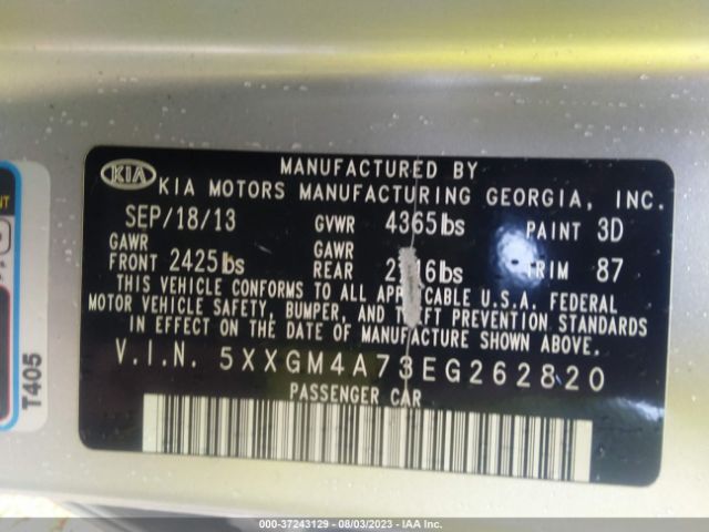 Photo 8 VIN: 5XXGM4A73EG262820 - KIA OPTIMA 