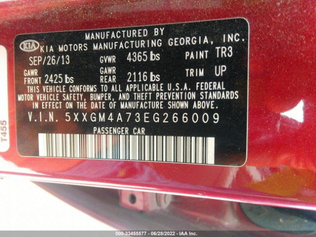 Photo 8 VIN: 5XXGM4A73EG266009 - KIA OPTIMA 