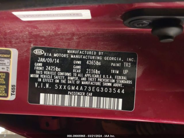 Photo 8 VIN: 5XXGM4A73EG303544 - KIA OPTIMA 