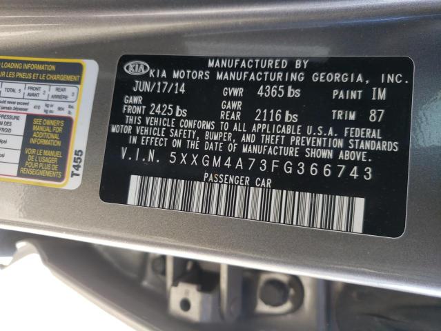 Photo 9 VIN: 5XXGM4A73FG366743 - KIA OPTIMA LX 