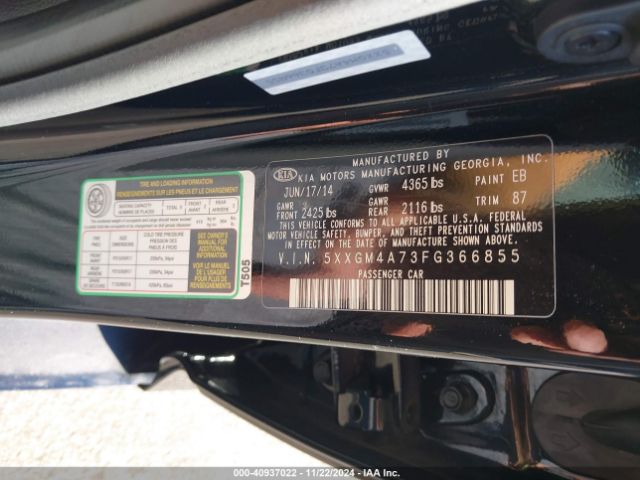 Photo 8 VIN: 5XXGM4A73FG366855 - KIA OPTIMA 