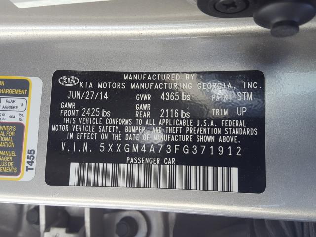 Photo 9 VIN: 5XXGM4A73FG371912 - KIA OPTIMA LX 