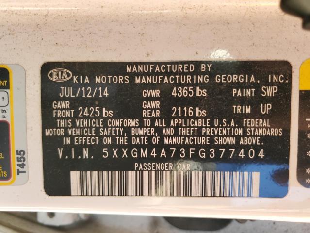 Photo 12 VIN: 5XXGM4A73FG377404 - KIA OPTIMA LX 