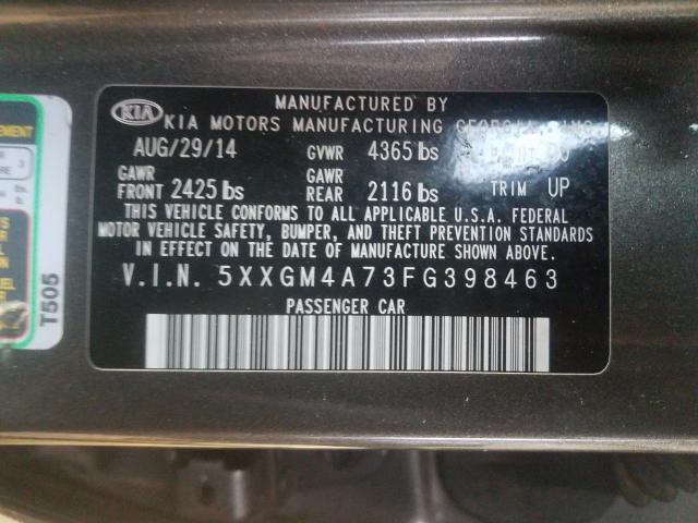 Photo 9 VIN: 5XXGM4A73FG398463 - KIA OPTIMA LX 