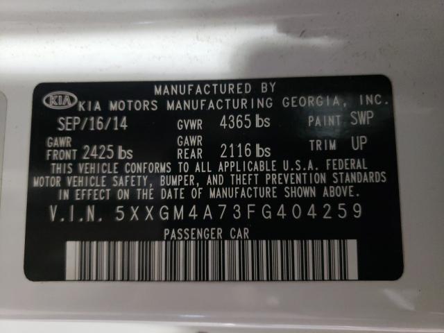 Photo 9 VIN: 5XXGM4A73FG404259 - KIA OPTIMA LX 