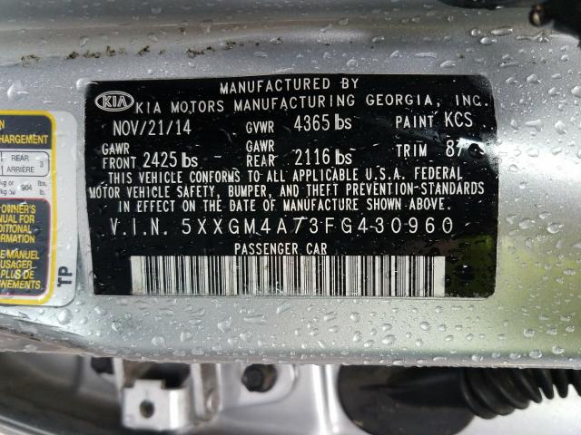 Photo 9 VIN: 5XXGM4A73FG430960 - KIA OPTIMA LX 