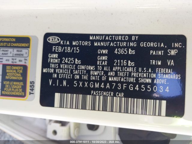 Photo 8 VIN: 5XXGM4A73FG455034 - KIA OPTIMA 