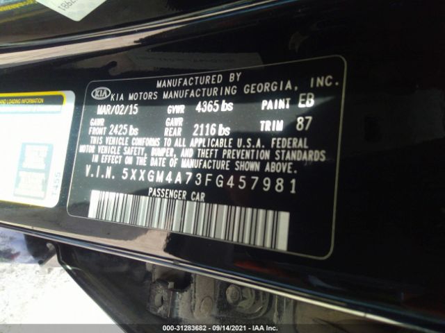 Photo 8 VIN: 5XXGM4A73FG457981 - KIA OPTIMA 