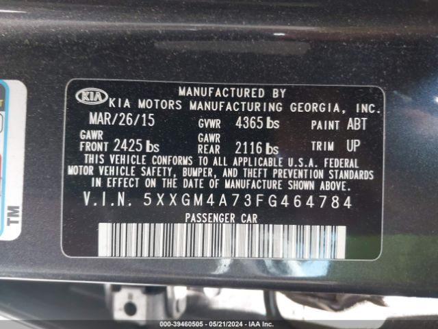 Photo 8 VIN: 5XXGM4A73FG464784 - KIA OPTIMA 