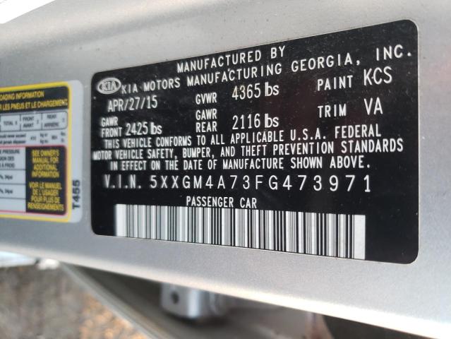 Photo 9 VIN: 5XXGM4A73FG473971 - KIA OPTIMA LX 