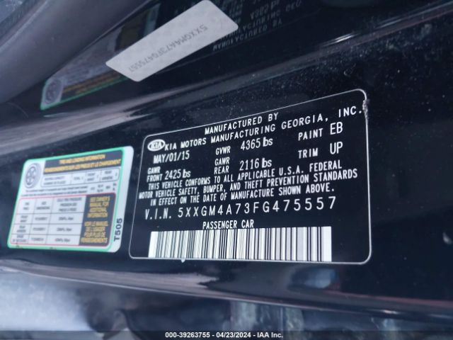 Photo 8 VIN: 5XXGM4A73FG475557 - KIA OPTIMA 