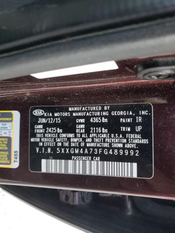 Photo 9 VIN: 5XXGM4A73FG489992 - KIA OPTIMA LX 