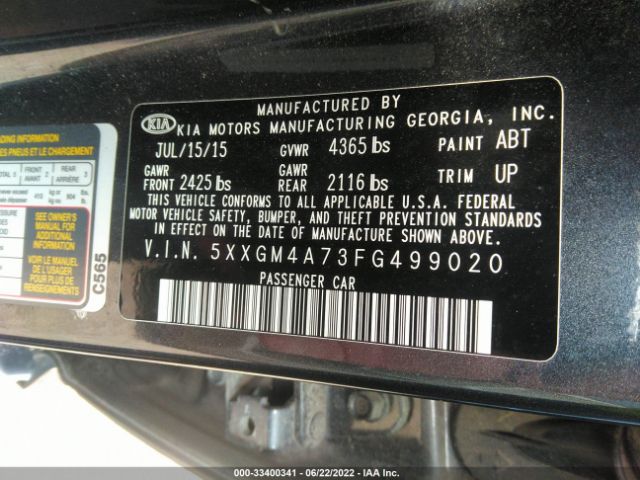 Photo 8 VIN: 5XXGM4A73FG499020 - KIA OPTIMA 