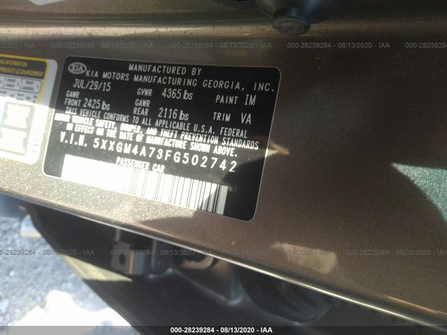 Photo 8 VIN: 5XXGM4A73FG502742 - KIA OPTIMA 