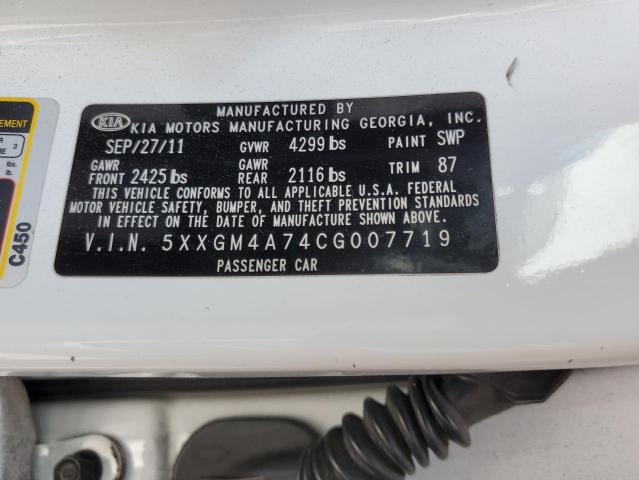 Photo 11 VIN: 5XXGM4A74CG007719 - KIA OPTIMA LX 