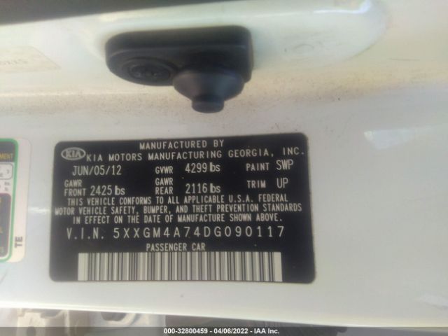 Photo 8 VIN: 5XXGM4A74DG090117 - KIA OPTIMA 