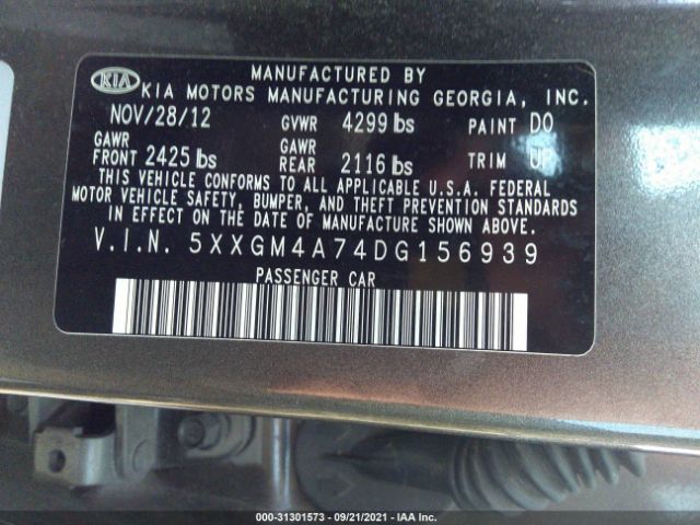 Photo 8 VIN: 5XXGM4A74DG156939 - KIA OPTIMA 