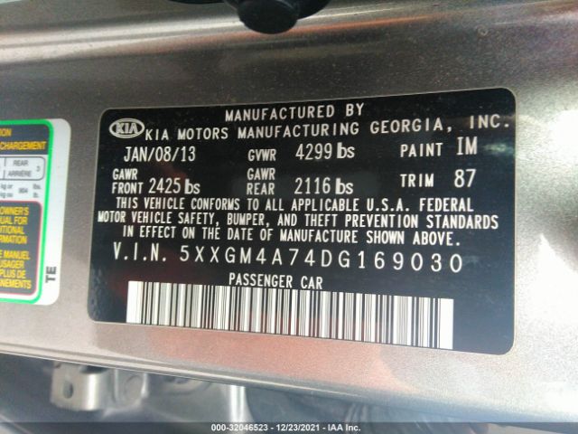 Photo 8 VIN: 5XXGM4A74DG169030 - KIA OPTIMA 