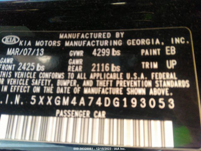 Photo 8 VIN: 5XXGM4A74DG193053 - KIA OPTIMA 