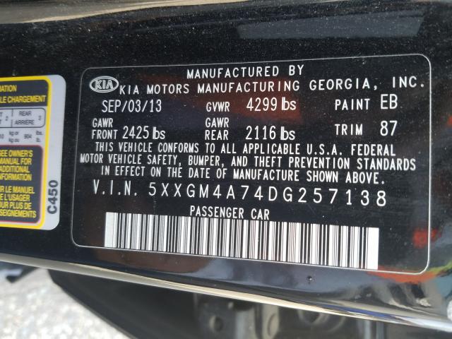 Photo 9 VIN: 5XXGM4A74DG257138 - KIA OPTIMA LX 