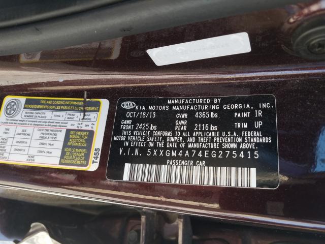 Photo 9 VIN: 5XXGM4A74EG275415 - KIA OPTIMA LX 