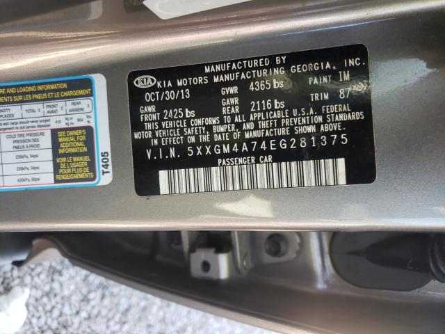 Photo 9 VIN: 5XXGM4A74EG281375 - KIA OPTIMA LX 