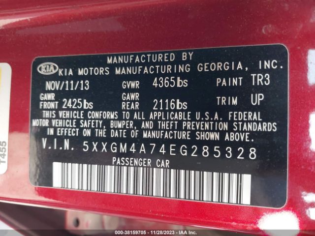 Photo 8 VIN: 5XXGM4A74EG285328 - KIA OPTIMA 