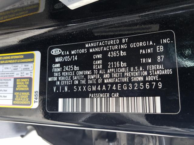 Photo 9 VIN: 5XXGM4A74EG325679 - KIA OPTIMA LX 