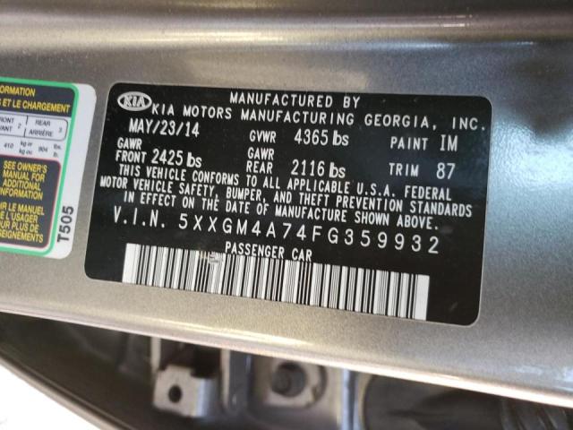 Photo 9 VIN: 5XXGM4A74FG359932 - KIA OPTIMA LX 