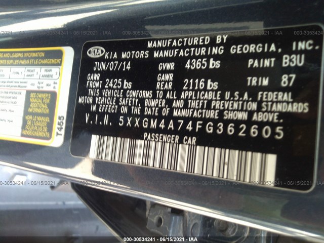 Photo 8 VIN: 5XXGM4A74FG362605 - KIA OPTIMA 