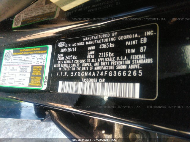 Photo 8 VIN: 5XXGM4A74FG366265 - KIA OPTIMA 