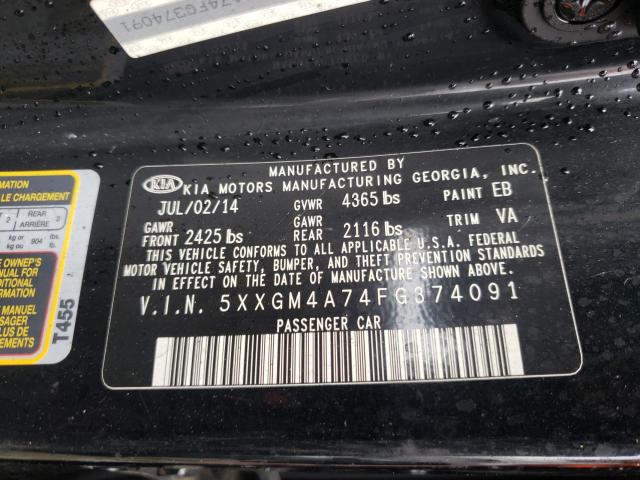 Photo 9 VIN: 5XXGM4A74FG374091 - KIA OPTIMA LX 