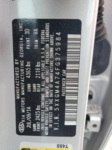 Photo 11 VIN: 5XXGM4A74FG375984 - KIA OPTIMA LX 