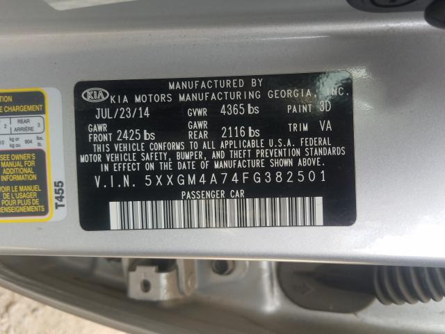 Photo 9 VIN: 5XXGM4A74FG382501 - KIA OPTIMA LX 