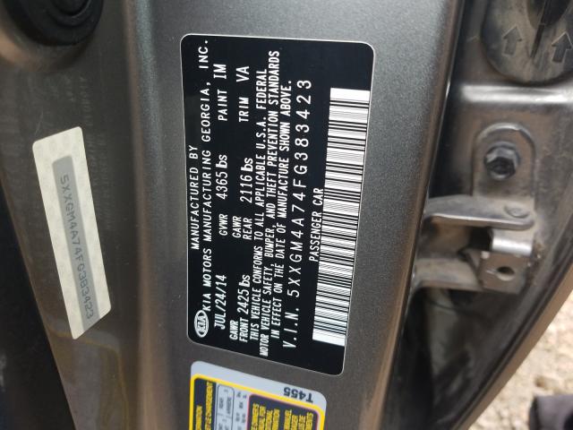 Photo 9 VIN: 5XXGM4A74FG383423 - KIA OPTIMA LX 