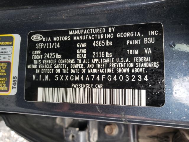 Photo 9 VIN: 5XXGM4A74FG403234 - KIA OPTIMA LX 