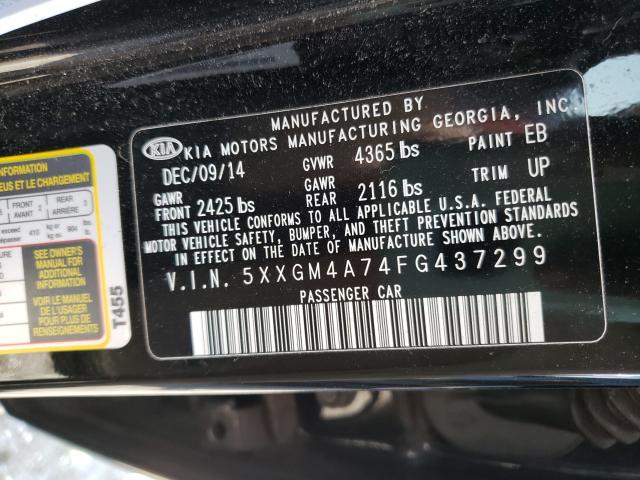 Photo 9 VIN: 5XXGM4A74FG437299 - KIA OPTIMA LX 