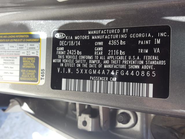 Photo 9 VIN: 5XXGM4A74FG440865 - KIA OPTIMA LX 