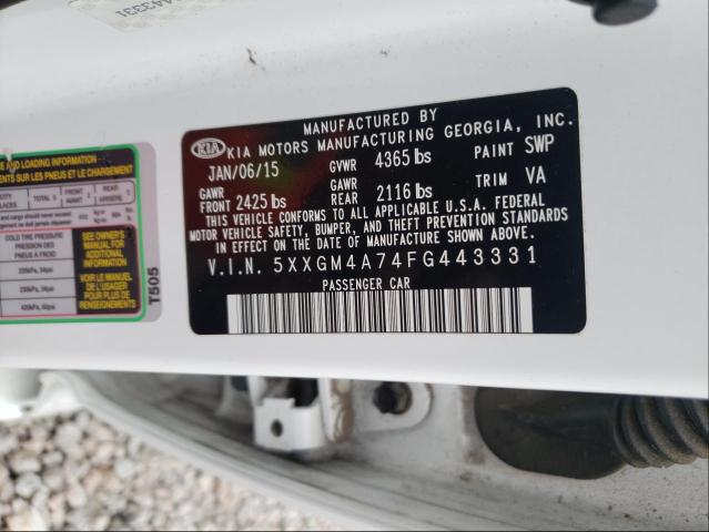 Photo 9 VIN: 5XXGM4A74FG443331 - KIA OPTIMA LX 