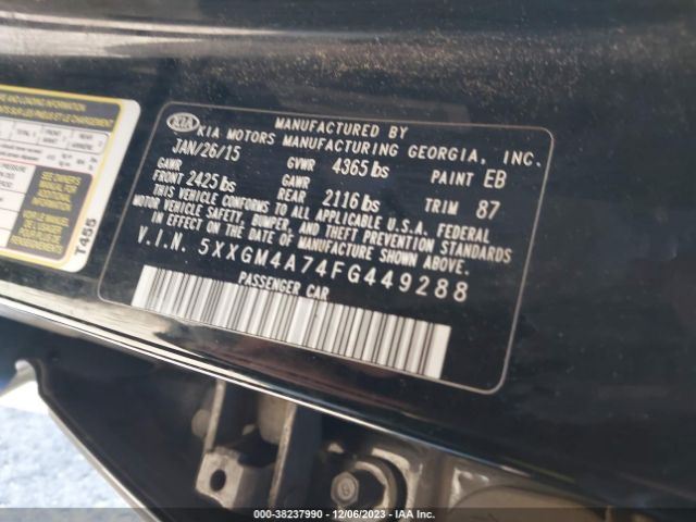 Photo 8 VIN: 5XXGM4A74FG449288 - KIA OPTIMA 