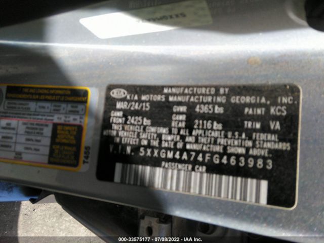 Photo 8 VIN: 5XXGM4A74FG463983 - KIA OPTIMA 