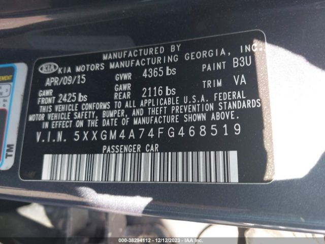 Photo 8 VIN: 5XXGM4A74FG468519 - KIA OPTIMA 