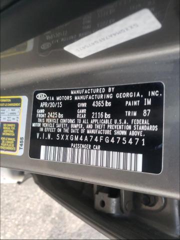 Photo 9 VIN: 5XXGM4A74FG475471 - KIA OPTIMA LX 