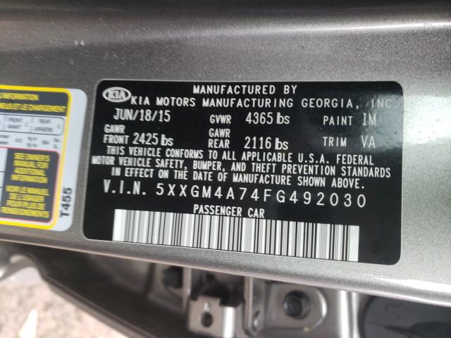 Photo 9 VIN: 5XXGM4A74FG492030 - KIA OPTIMA LX 