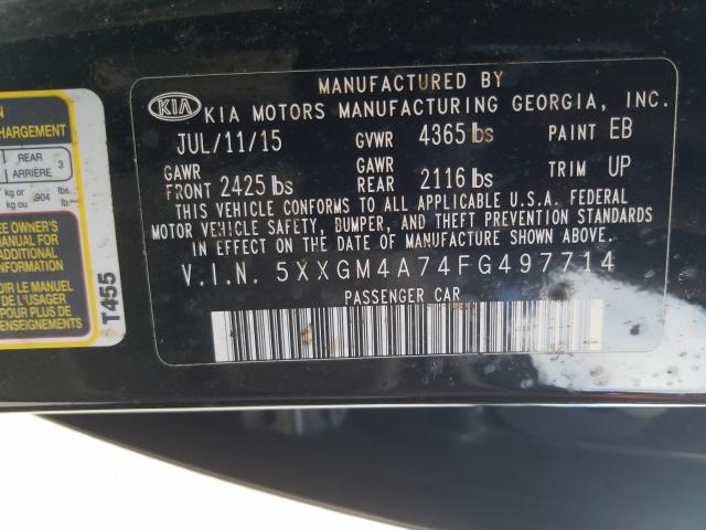 Photo 9 VIN: 5XXGM4A74FG497714 - KIA OPTIMA LX 