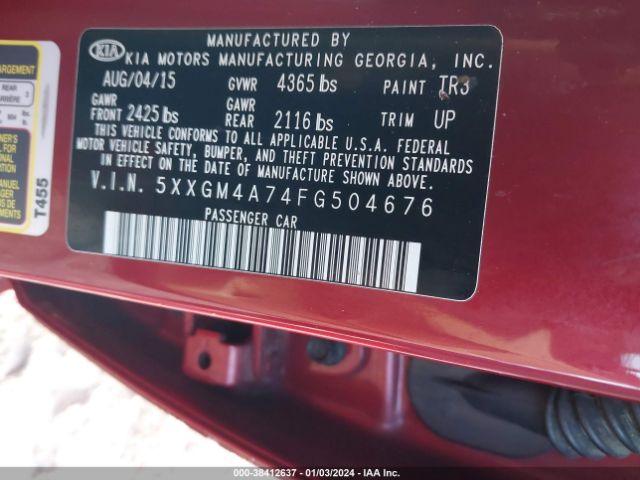 Photo 8 VIN: 5XXGM4A74FG504676 - KIA OPTIMA 