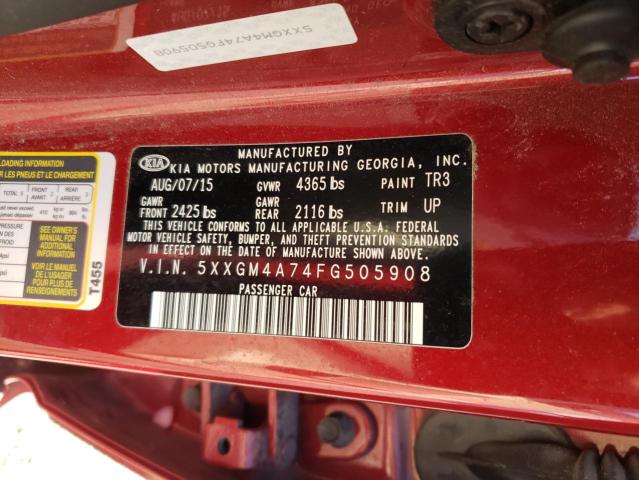 Photo 9 VIN: 5XXGM4A74FG505908 - KIA OPTIMA LX 