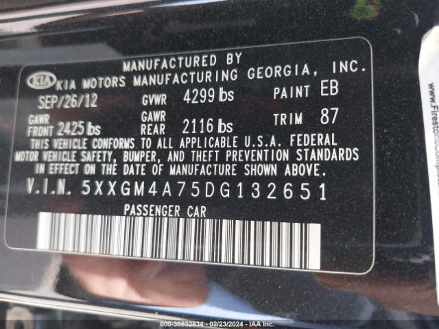 Photo 8 VIN: 5XXGM4A75DG132651 - KIA OPTIMA 